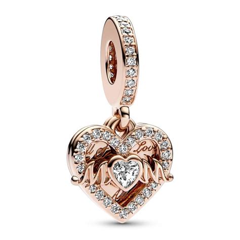 Pandora Heart And Mum Dangle Charm Rose Gold Plated Reeds Jewelers