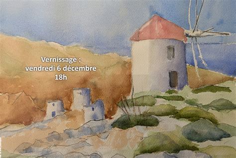 Colette Beau Exposition Aquarelles Et Huile Cours De Pile