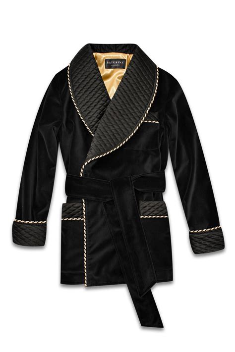 Mens Velvet Smoking Jacket Robe And Quilted Silk Dressing Gown