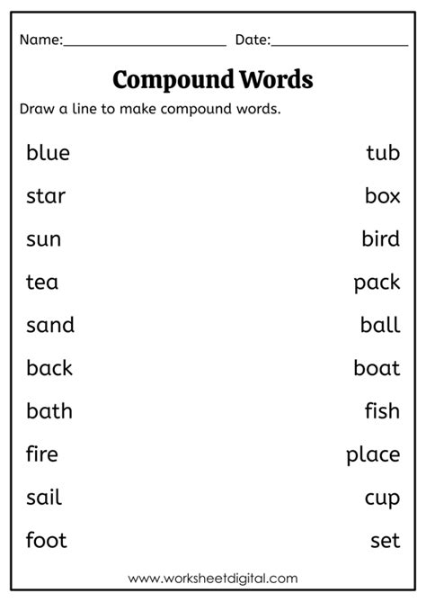 Compound Words Worksheet Digital