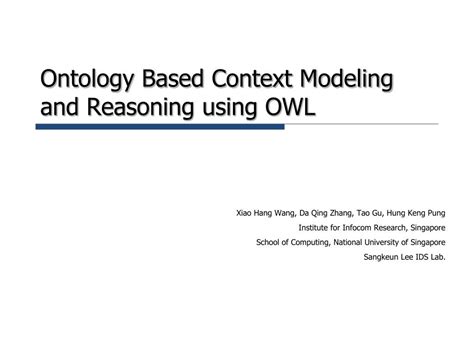 Ppt Ontology Based Context Modeling And Reasoning Using Owl