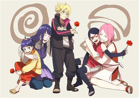 Haruno Sakura Hyuuga Hinata Uchiha Sarada Uzumaki Boruto And