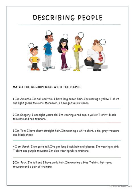 Describing People Matching General… English Esl Worksheets Pdf And Doc