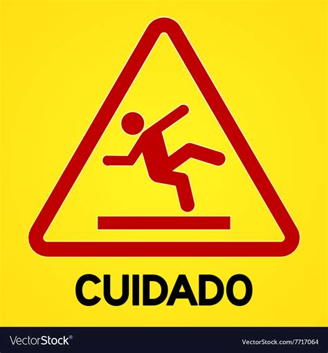 Yellow And Red Cuidado Symbol Royalty Free Vector Image