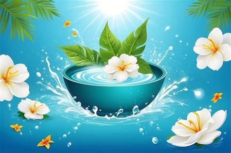 Premium Photo Songkran Water Festival Thailand Flowers In A Water