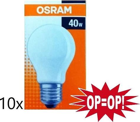 10x Osram Standaard Gloeilamp 40W Mat E27 GLS Frosted Bol