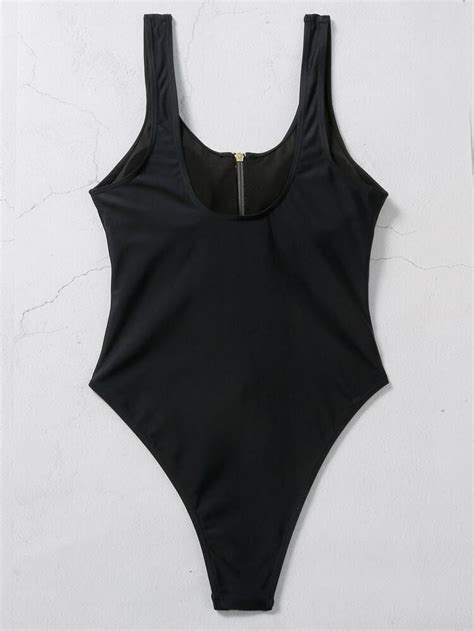 Zip Front One Piece Tank Swimsuit Shein Usa Tank Swimsuit