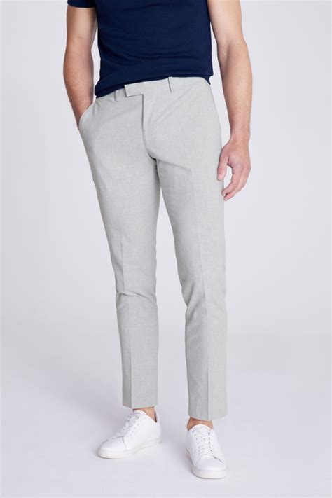 Slim Fit Light Grey Seersucker Trousers Buy Online At Moss