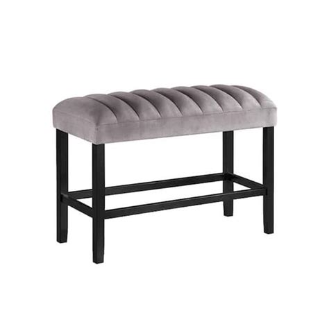 Benjara Gray And Black In Backless Counter Height Bedroom Bench