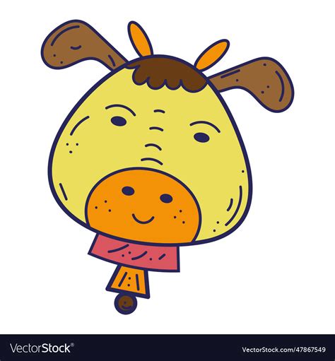 Isolated cute cow sketch character Royalty Free Vector Image