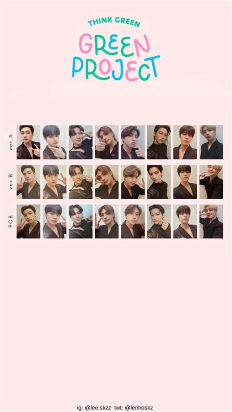 Stray Kids Green Project Photocard Template | Photocard, Kids cards ...