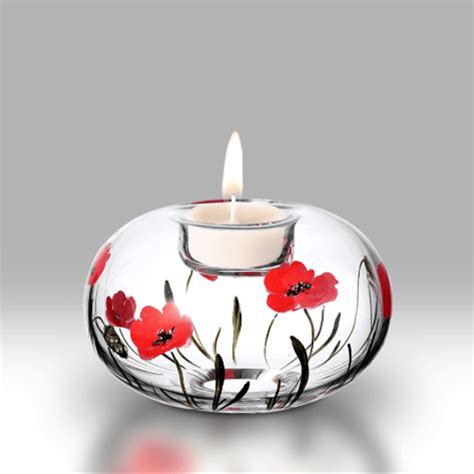 Nobile Glassware Poppy Fields Glass Tea Light Holder 13cm