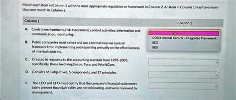 Solved Column Column Control Environment Risk Assessment Control
