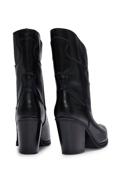 Hugo Leather Cowboy Boots With Cuban Heel