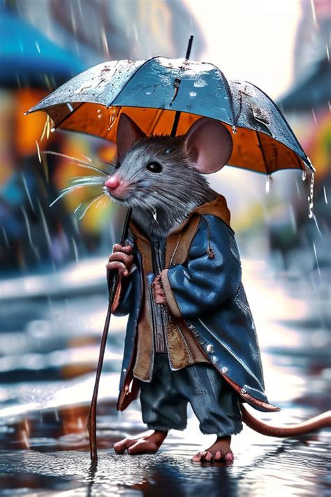 Maus mit Regenschirm full Body by Bärbel Ossinger Playground