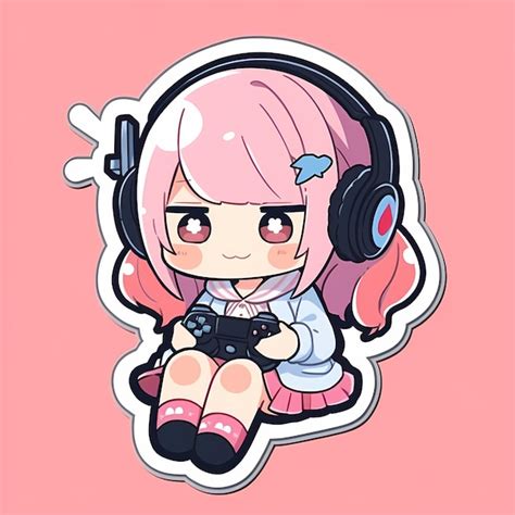 Premium Ai Image Minimal Japanese Kawaii Gamer Girl Chibi Anime