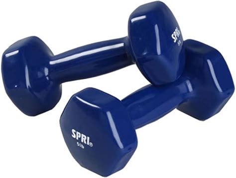 Spri Deluxe Vinyl Dumbbells Dark Blue 5 Pound Set Of 2 Dumbbells