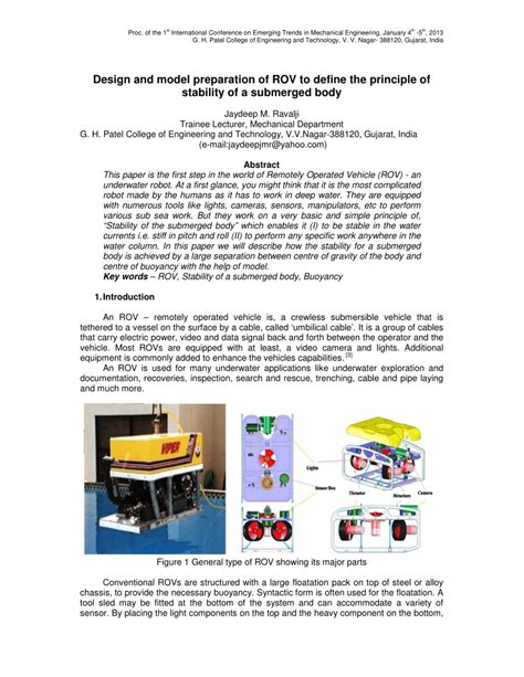 PDF Design And Model Preparation Of ROV To Define The Principle Of