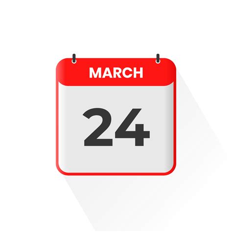 24th March calendar icon. March 24 calendar Date Month icon vector ...