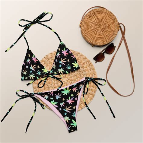 Cannabis String Bikini Western Swimwear Women S Swimwear Bohemian Swimwear Western Wear