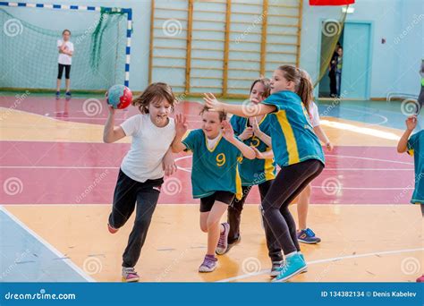 Kids Play Handball Indoor. Sports and Physical Activity Editorial Stock Image - Image of ...