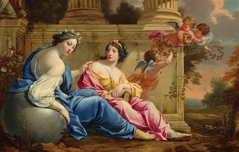 The Muses Urania And Calliope 1634 Painting By Simon Vouet Fine Art