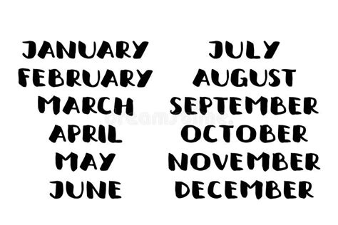 Printable Calendar Months Names