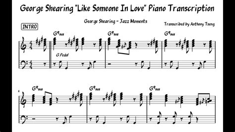 George Shearing Like Someone In Love Piano Transcription Youtube