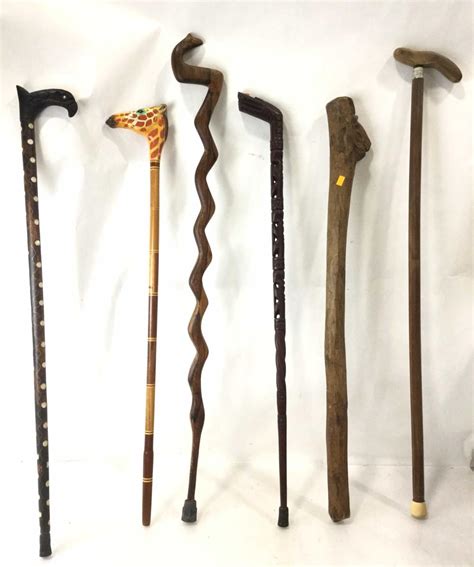 Lot 6 Hand Carved Folk Art Walking Canes