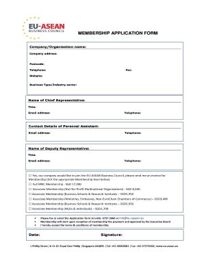 Fillable Online Eu Asean Membership Application Form Eu Asean