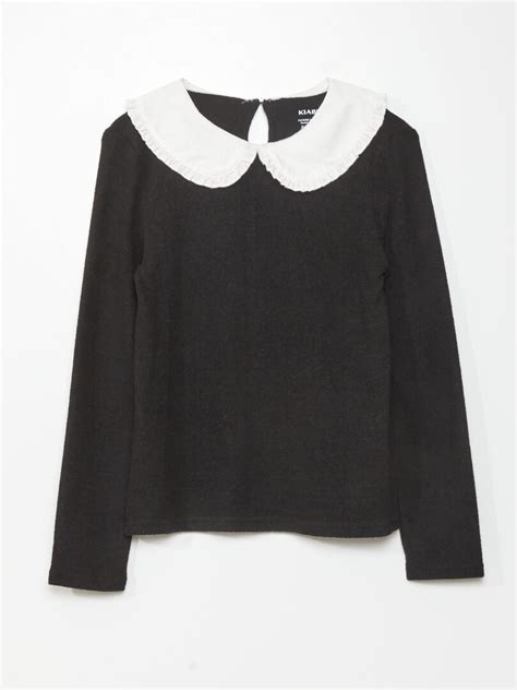 Pull En Maille Doudou Noir Kiabi