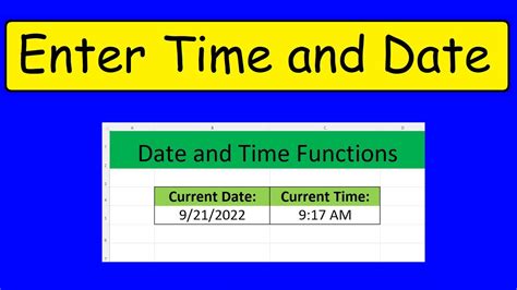 How To Quickly Enter The Current Date And Time In Excel Youtube