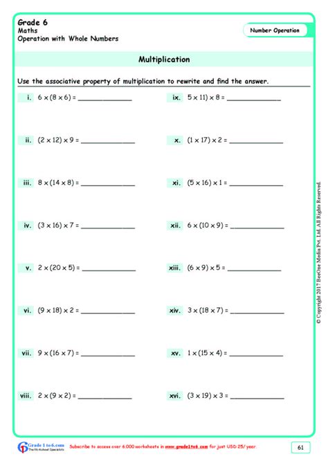 Free Math Worksheets For Grade 6 Class 6 Ib Cbse Icse K12 And All Curriculum