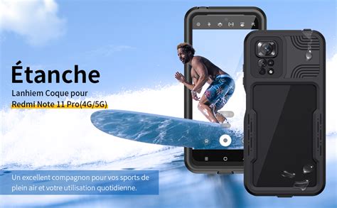 Lanhiem Coque Pour Redmi Note Pro G G Ip Tanche Antichoc