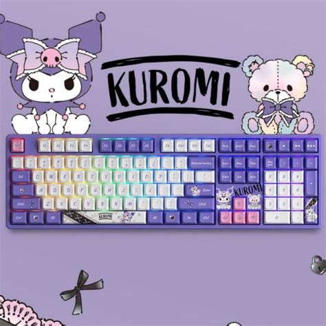 108Key Sanrio Kuromi Bluetooth Wireless Keyboard Three Mode Rgb Hot