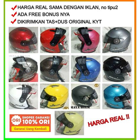 Jual Helm KYT 2 Vision Solid Half Face Double Visor Original KYT Harga