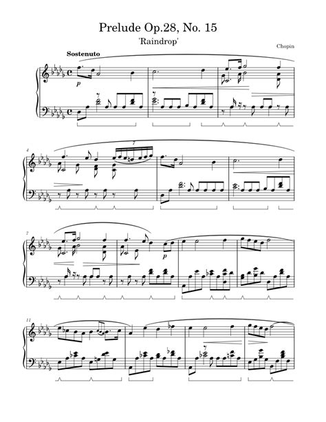 Prelude No 15 Op 28 Raindrop Prelude Frédéric Chopin Sheet Music