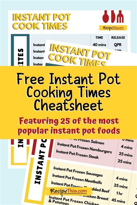 Instant Pot Cooking Times Chart Recipe This