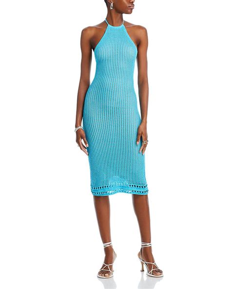 Aqua Crochet Halter Midi Dress 100 Exclusive Bloomingdales