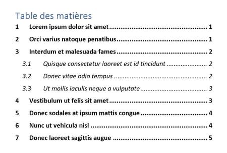 Sommaire Word faire une table des matières automatique