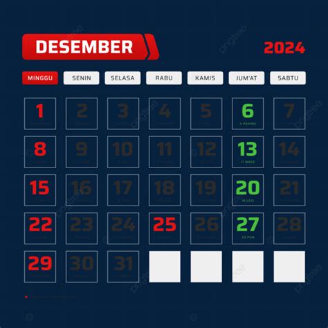 Indonesien Dezember Kalender Java Mit Nationalfeiertag 2024 Vektor