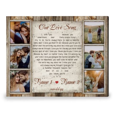 Wedding Song Lyrics T Customized T For Anniversary Canvas Print