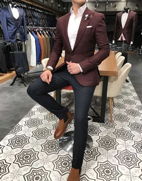 Terziademaltun İtalyan stil erkek slim fit blazer bordo tek ceket