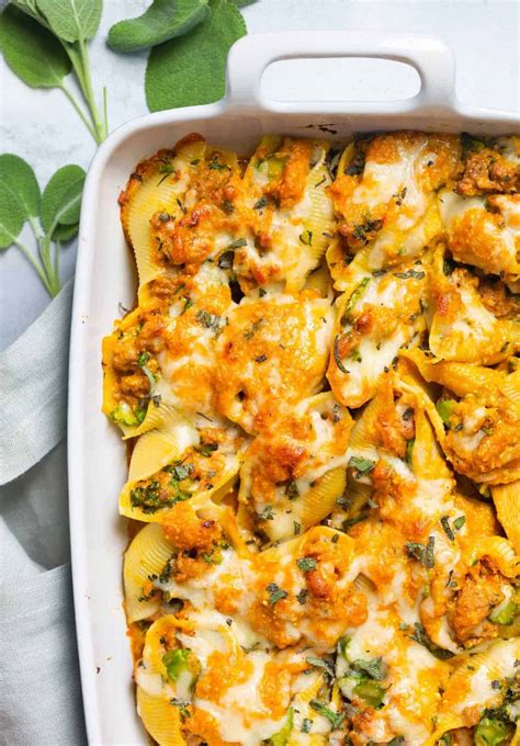 Cheesy Pumpkin And Spicy Sausage Stuffed Shells Pumpkin Stuffed Shells