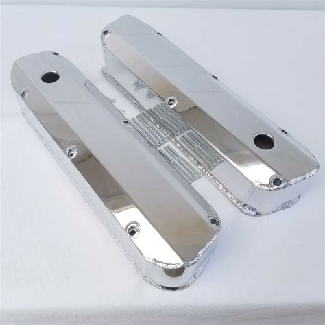 Small Block Ford Polished Fabricated Aluminum Valve Covers 50 289 302 351w Sbf Ebay