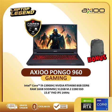 Jual AXIOO PONGO 960 CORE I9 13900H RTX4060 16GB 512GB W11PRO 15 FHD