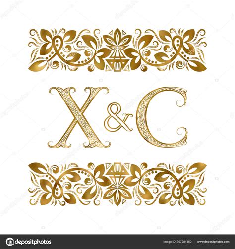 Vintage Initials Logo Symbol Letters Surrounded Ornamental Elements