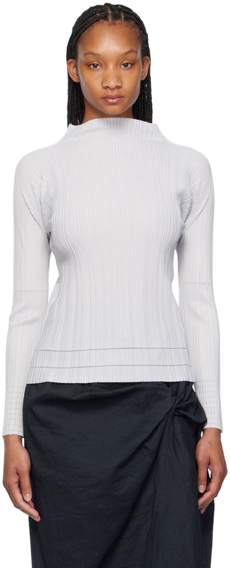 PLEATS PLEASE ISSEY MIYAKE Gray Soft Pleats Turtleneck SSENSE