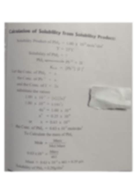 Solution Numericals Calculation Of Solubility Product From Solubility