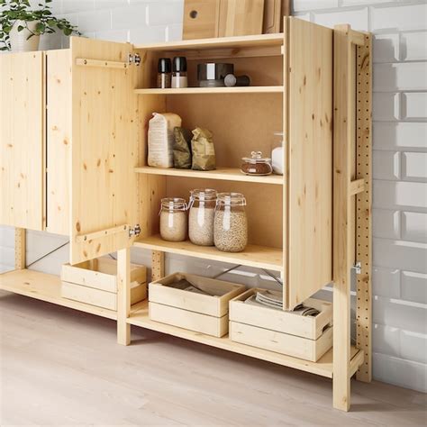 Ivar 2 Section Shelving Unit Wcabinet Pine Ikea